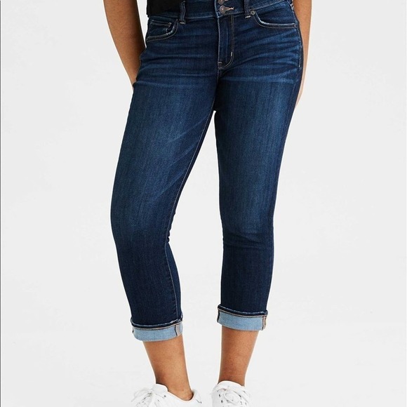 American Eagle Artist Dark Blue Crop Jeans size 6 - Picture 1 of 8